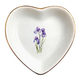Clover89 February Iris Flower Ring Dish-Purple Floral Jewelry Dish for Hippie,Nature,Pace-January Flower for Mom,Mother-in-law,Step Mom,Godmother,Aunt,Grandma,Sister,Friend-Virgo Birthday Gifts