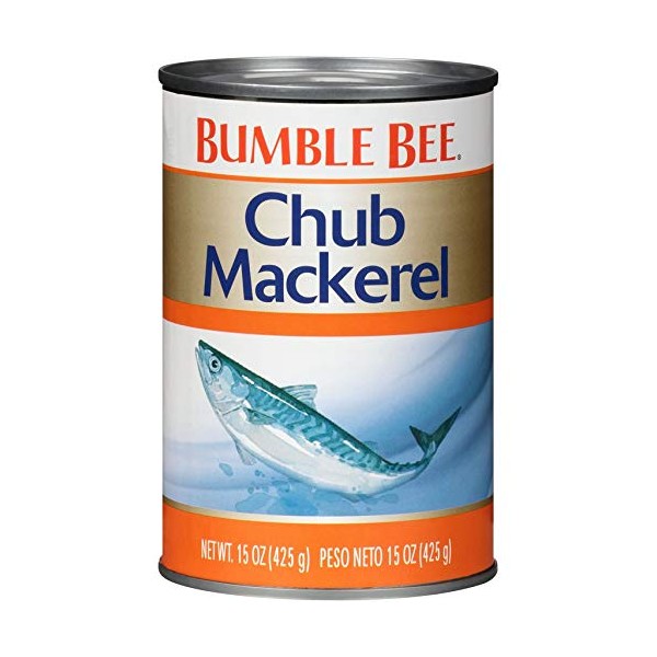 BUMBLE BEE Chub Mackerel, Canned Mackerel, High Protein, Keto Food, Keto Snack, Gluten Free, Paleo Food, Canned Food, 15 Ounce Can (Pack of 12)