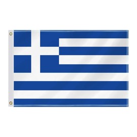 60×90 CM Greece Flag,2×3 FT Greek Decor,Double Side Digital Printed 150D Polyester Banner With Canvas Header Brass Grommet