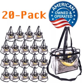 Vinylpac 20 Clear Transparent Tote Bags PVC Zipper Stadium Approved Sports Handbag Purse