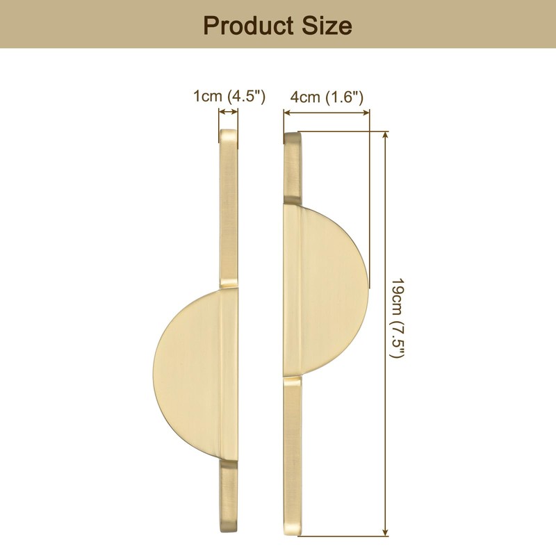 sourcing map 4 Pack Brushed Gold Cupboard Pulls, Semicircle Kitchen