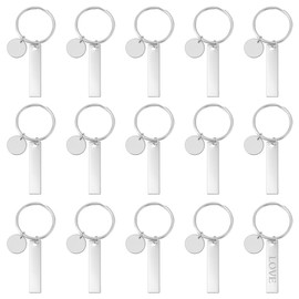 UNICRAFTALE 30pcs Engravable Metal Keychain Blanks Metal Stamping Tags 7.1cm Stainless Steel Blank Key Ring Tags with 60pcs Jump Ring Rectangle Engraved Blank Tags with Hole for Decorative Craft Gift