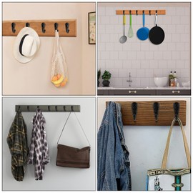 QINGHEC 30 Pcs Small Wall Mounted Coat Hook Key Hooks Robe Hooks Cloth Hanger Coat Hanger Coat Hooks Rustic Hooks with 60 Pieces Screws for Bath Kitchen Garage Single Coat Hanger-Black