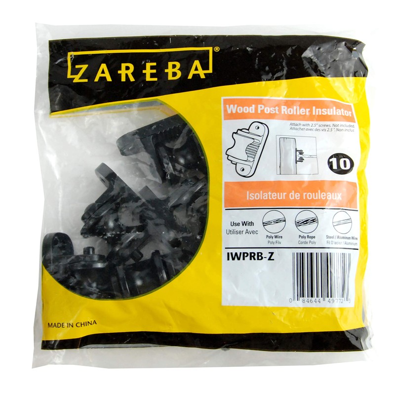 Zareba Black Plastic Roller Insulator for Wood Posts – 10