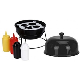 6-Piece Grill Cruet Set - Mustard & Ketchup Stand and Salt Shaker & Pepper Shakers - Choice of Colours - Grill Accessories - Salt Pepper Shaker - Barbecue Party Colour: Black