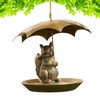 Animal Squirrel Bird Feeder with Umbrella, Outdoor Squirrel Holding Umbrella