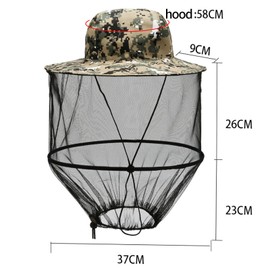 KJSXUUE Beekeeping Hat, Mosquito Net Hat, Mosquito Protection Hat, Beekeeper Hat with Veil, Protection Hat for Outdoor Gardening, Jungle, Fishing, Foldable, grey camouflage