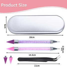 IUSOT Rhinestone Picker Dotting Pen Set, 6 Pcs Acrylic Crystal Rhinestones Applicator, Wax Head Tip Pencil Picker for DIY Nail Art, Diamond Painting Tools with 2 Extra Wax Tips and 2 Tweezer