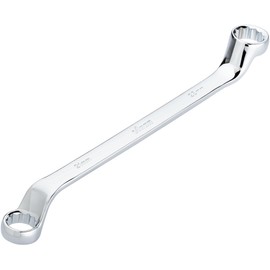 VIGOR Double Ring Spanner V7750-21X23, SW 21 x 23 mm, External Double Hexagon Profile, 15 Degree Offset, 310 mm Length, Chrome-Plated, in Accordance with DIN 838/ISO 10104