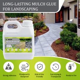 Mulch Glue for Landscaping 1.25 Gallon, Long-Lasting Rock Glue Gravel Binder, Strong Rubber Mulch Stabilizer Landscape Mulch Anchor for Pea Gravel, Max Concentrated Stones Lock Adhesive