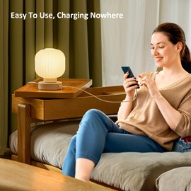 Elenhome Touch Bedside Lamps Set of 2 with 3 Way Dimmable Light, Small Table Lamps with USB C+A Charging Ports - Bedroom Nightstand & Living Room Essential, Bulb Included