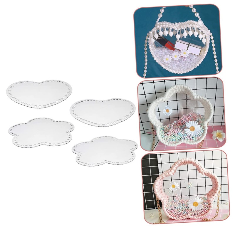 OHPHCALL 4pcs Yarn Basket Base Heart DIY for Crochet Transparent