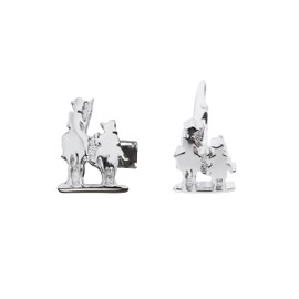 Cencibel Smart Casual Don Quijote and Sancho Panza Cuff Links Mens, Rhodium Grey, One size