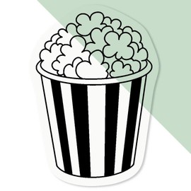 4 x 'Popcorn Bucket' Clear Sticker Decals – Waterproof Film for Windows, Cars, Walls & Crafts, Small (50mm) (DC00140560)