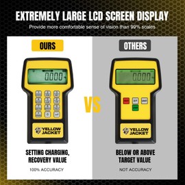 YELLOW JACKET Upgraded Refrigerant Scale 220 LBS High Precision Programmable HVAC Electronic Refrigerant Charging Weight Scale Freon Scale with Portable Case for All Refrigerant Recovery Tanks