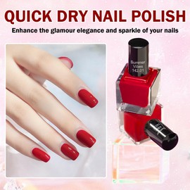 QIUFSSE Red Nail Polish Quick Dry Vegan Nail Polish,Chip-Resistant Long Lasting Nail Polish for Nail Art DIY,0.43 fl oz (Red)