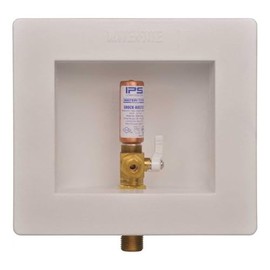Water-Tite 87978 Square Ice Maker Outlet Box - Quarter-Turn Brass Hammer Arrester Valve, 1/2-Inch Sweat Connection, White Plastic