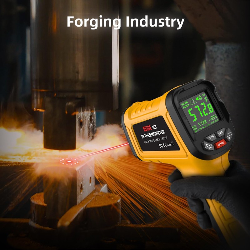 BSIDE Infrared Thermometer Pyrometer 50:1 Industrial Temperature Gun -58℉~2552℉(-50℃~1400℃) IR