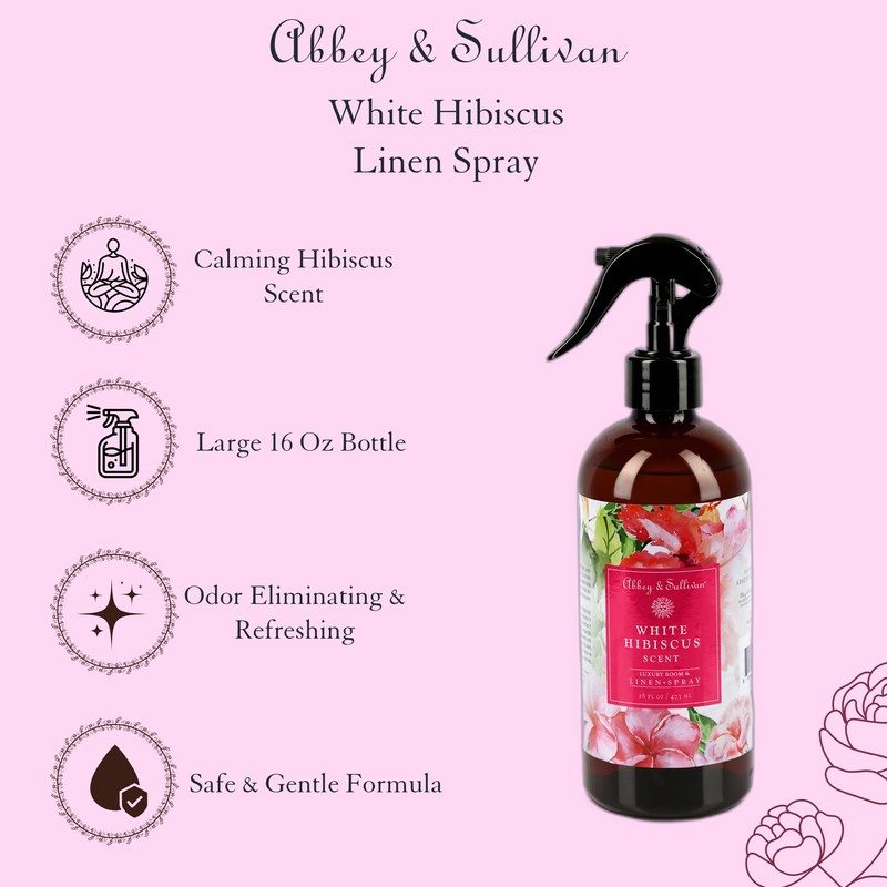 Abbey & Sullivan Linen Spray, White Hibiscus, 16 oz.