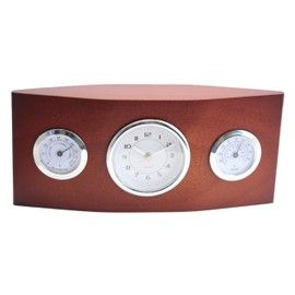 Elegant Novelty Wooden Desk Table Clock for Home Decor Ornament Business Office Thermometer Brown 10 x 18cm Gift Idea