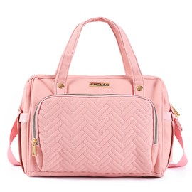 FHELAD Diaper Bag Tote, Baby Diaper Tote Bag with 13 Pockets, Large Tote Diaper Bag for Baby Girl, Crossbody Girl Diaper Tote (Pink)