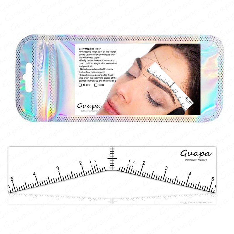 Guapa Eyebrow Ruler Stencils， Mapping Brow Tools Microblading Stickers Permanmemt