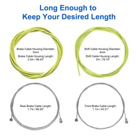 sourcing map Bicycle Brake Gear Shifter Cable Housing Set Universal Bike Inner Brake Cable Housing Kit Front and Rear Bicycle Shift Cable Replacement Kit for Road Mountain Bike Cycling, Green