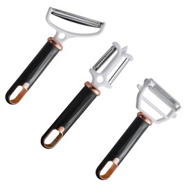 Cokshy Vegetable Peeler Set for Kitchen, 3 Pcs Stainless Steel Peeler with Ergonomic Non-Slip Handle & Sharp Blade, Kitchen Peeler for Veggie, Fruit, Potato, Carrot, Apple - Black