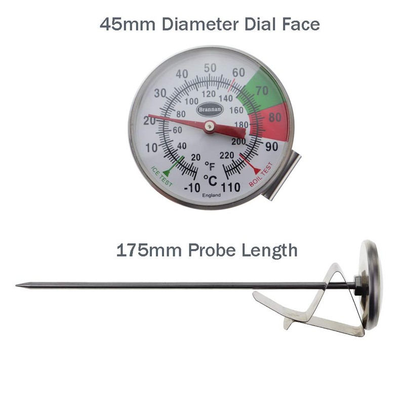 Milch- und Kaffeethermometer, Edelstahl, mit Fühler (17,5 cm)