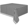 Black Striped Plastic Tablecloth, 108" x 54"