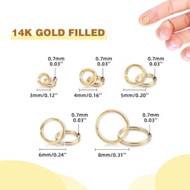 14K Gold Filled Jump Rings Open Jump Rings for Necklace Bracelet Earrings DIY Jewelry Making Supplies (3mm-1200 pcs)