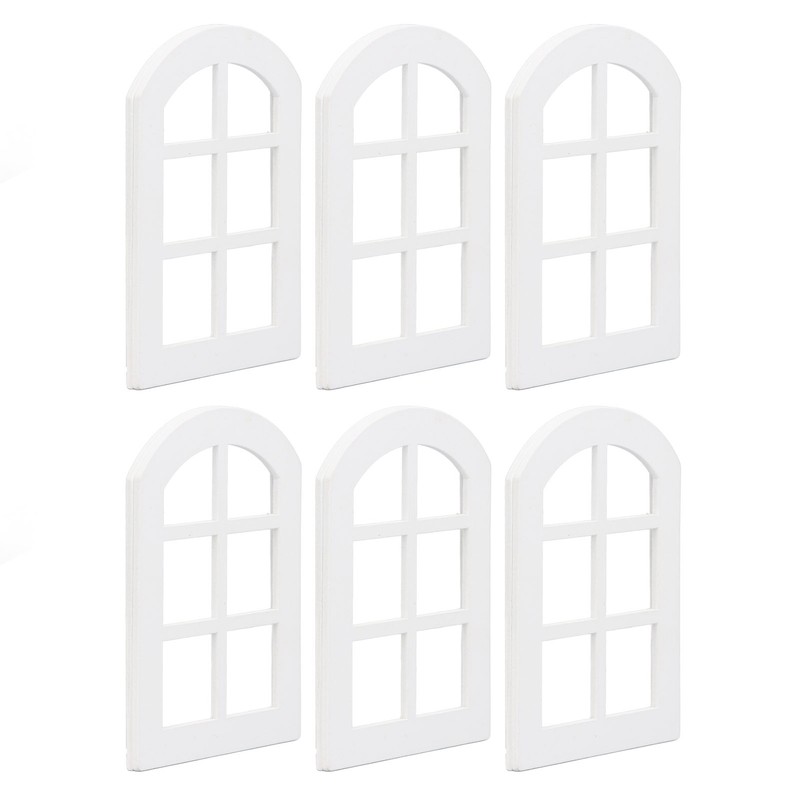 6PCS Dollhouse Windows Miniature Window Frame Ornament 1:12 Scale Dollhouse
