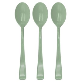 50 Pcs Sage Green Plastic Spoons Sage Green Plastic Silverware Disposable Cutlery Heavy Duty 50 Spoons for Birthday, Baby Shower, Picnic