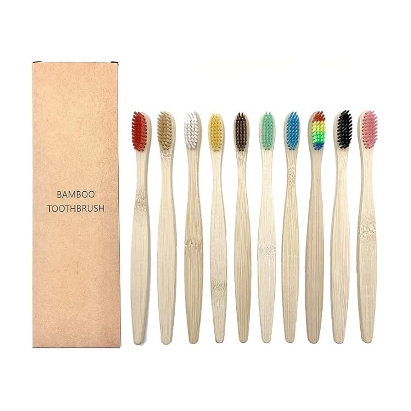 Cepillos de Dientes de Bambú Biodegradables con Cerdas Suaves Multicolores