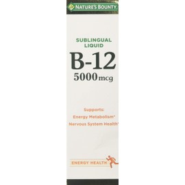 Nature's Bounty B-12 5000 mcg Sublingual Liquid Energy Health 2 oz (Pack of 2)