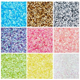 DICOSMETIC 90G 9 Colors Crispy Bingsu Beads for Slime Iridescent Soft Straw Tube Beads 3D Glitter Plastic Beads Assortment Crunchy Slime Microbeads Supplies Beads,1 Color/Bag