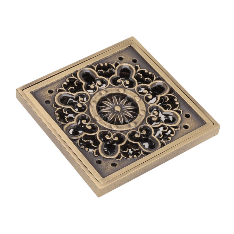 Copper Floor Drain Squared Retro Large Flow Odor Proof Shower