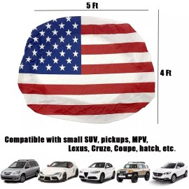 JH American Flag Car Hood Cover Universal Size Elastic Polyester Patriot USA 4x5 ft
