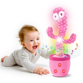 TWORIVER Dancing Talking Cactus Toys,Interactive LED Repeat Record Singing Wriggle Mimicking Girls Boys Toddler Toy,Best Babies Stocking Stuffers for Kids 2025 Top Christmas Unique Gifts 120 Song Pink