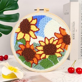 Howie's - Kit de agujas de punzón para principiantes, kit de agujas de punzón de dibujos animados para manualidades, kit de bordado con hilos, herramientas e instrucciones, decoración creativa para el