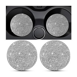 KHGUZ 2PCS Bling Car Cup Holder Coaster, Crystal Rhinestone Non-Slip Insert Auto Cup Pads, Sparkling Vehicle Decor Bottle Mat Accessories for Women Girls, Universal for RV, SUV, Truck (White)