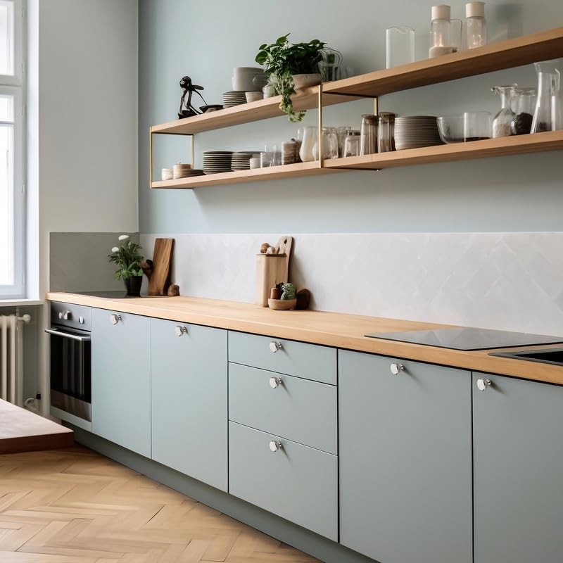 Ravinte 30 Pack Round Stainless Steel Knobs Knurled Single Hole