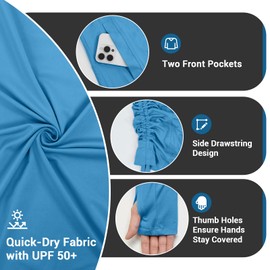 Palmyth Womens UPF 50+ SPF Dress Swim Cover-Up Beach Long Sleeve Swimwear Quick Dry Fishing Dress, Ultramarine, 2XL