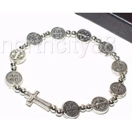 St Benedict Medals Rosary Bracelet Decade Pulsera de San Benito