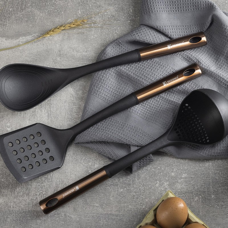Bergner Copper Set di 3 Utensili da cucina: Spatola scanalata,