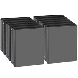 1/2-inch 3 Ring Binder with 2 Interior Pockets, 0.5'' Basic Binders Holds US Letter Size 8.5'' x 11'' Paper - Durable, Versatile Binders for Office, Home, and School Use, 12 Pack