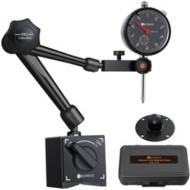 Neoteck 0-1"/0.001" Dial Indicator and Magnetic Base Set with Storage Case, Dial Gauge and Magnetic Holder for 3D Printer Lathe Workshop CNC Machine Table Saw- 176lbs (80kg) Max Pull-Black