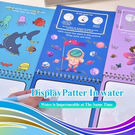 4 Stück Wassermalbuch, Wiederverwendbar Wasser Malbuch, Magic Water Coloring Book Malbuch mit Wasserstift Wasserzauber malbuch Für Kinder 3 4 5 6 7Jahre alte Jungen Mädchen