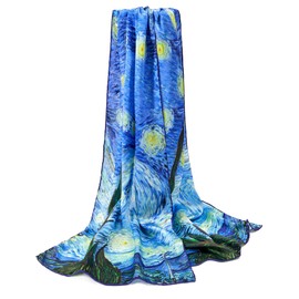 prettystern Women's Silk Scarf Van Gogh Painting Art Prints - P117 - Starry Night