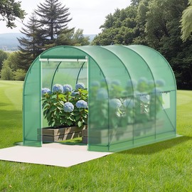Kecreque 10x7x7 FT Walk-in Greenhouse for Outdoors for Winter Plant Protection,6-Ventilated Screen Window Portable Greenhouse W/ 2-Zipper Door,PE Cover & Heavy Duty Frame